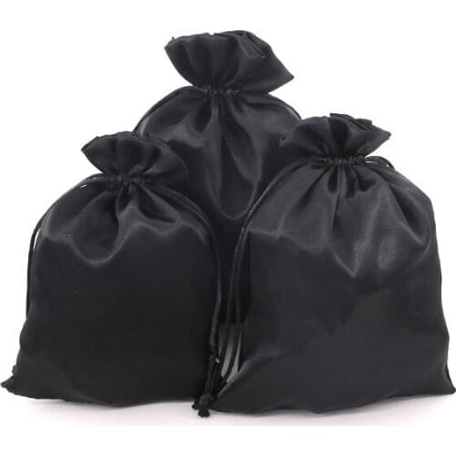 8x10cm Black Small Bags 100pcs for Gift Jewelry Pouch Fashion Satin Cloth Bags Drawstring Craft Bag Sachet Wholesale