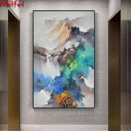 Modern Abstract Landscape Mountain 5D DIY Diamond Painting Full Square Round Diamond Embroidery Diamond Mosaic Picture Decor