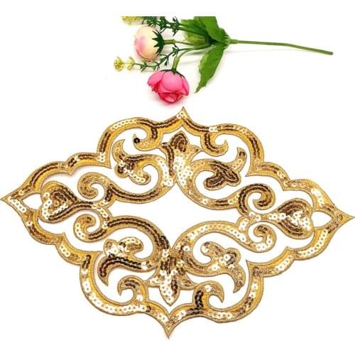 Iron on Appliques Sequined Cosplay Patches Lotus Flower Trims Hair Accessory Diy 28cm*19cm