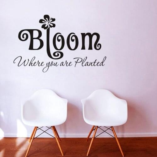 Bloom where you are plante vinyl wall decal quotes home decor living room diy art mural removable wall stickers