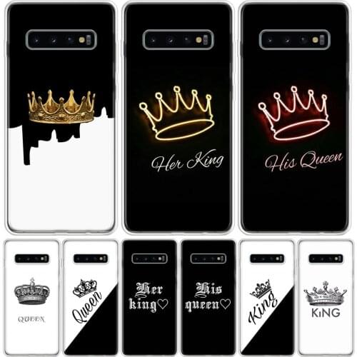 King Queen Couple Lovers Phone Case For Samsung Galaxy A50 A70 A30S A51 A71 A10 A20E A40 A90 A20S M30S A6 A7 A8 A9 Plus Coque