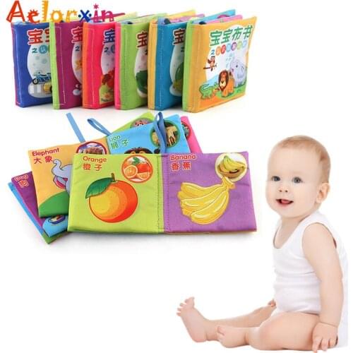 Baby Rattle Cartoon Animal Learning Chinese English Recognition Cloth Book Toy Early Educational Games Music Toys