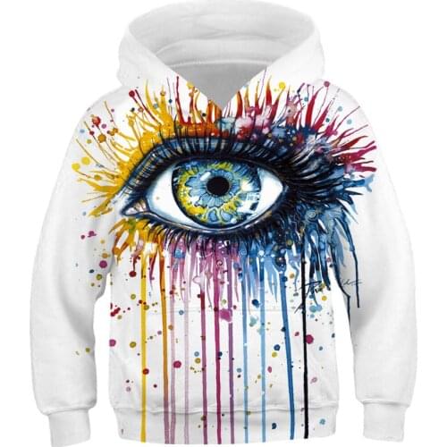 Eyes Print Boys Girls Cosplay Hoody Outerwear Kids Hooded Sweatshirt Clothes Children Pullover Tops Teenagers Soprt Wear