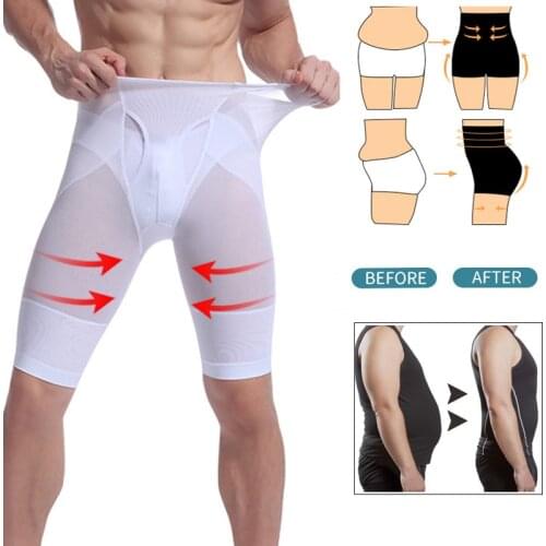 Men High Waist Big Belly Control Panties Tummy Trimmer Buttocks Lifter Body Shapers Boyshort Slimming Underwear Pants