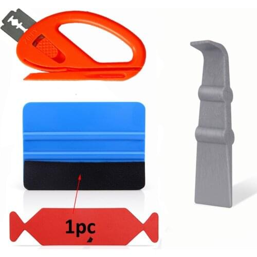 FOSHIO 4PCS Carbon Fiber Vinyl Car Wrap Film Squeegee Scraper Car Sticker Installation Kit Cutter Auto Car Styling Accessories