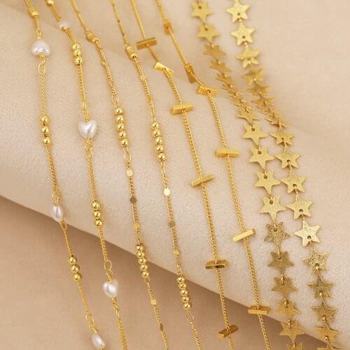 HAOSAW 1M/Lot Necklace Part/DIY/Imitation Pearl Decorate/Copper Chains/Hand Made/Jewelry Accessories/Jewelry Findings Components