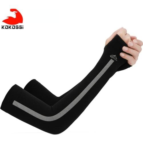 KoKossi Ice Fabric Arm Sleeves Summer Sports UV Protection Running Cycling Driving Reflective Sunscreen Bands Breathable Cool