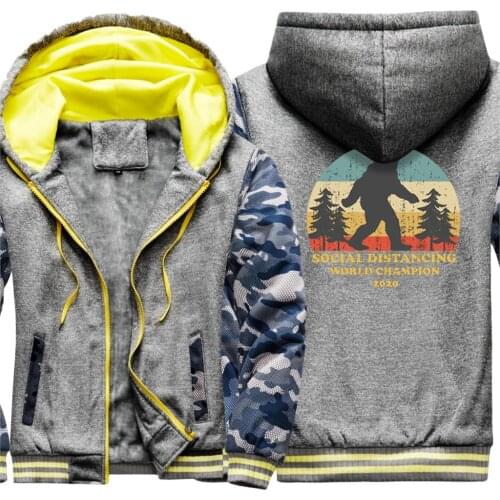 Tree Monkey Camouflage Raglan Thicken Jackets Men 2020 New Arrival Winter Hooded Wool Liner Fashion Tops Streetwear Casual Homme
