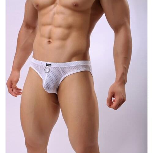 Mens Mesh Pouch Underwear Pouch Bulge Men Briefs Bikini Breathable Penis Big Sexy Breathable Male Panties Transparent White XXL