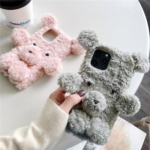 Phone Case Soft Cover for Samsung Galaxy J2 J3 J4 Core J5 J6 Plus J7 Max J8 2017 2018 Cute Bear Furry Protection Back Skin Shell