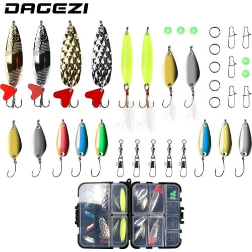 DAGEZI Fishing Lure Set Mixed Fishing Connector Spoon Hooks Fish Lure Kit With Box Isca Artificial Bait Fishing Tackle Pesca