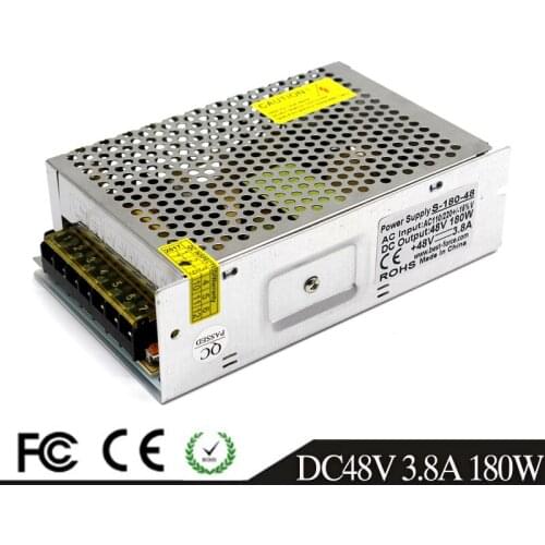 Single Output DC 48V Power Supply Switching Switch 3.8A 180W Transformers AC110V 220V TO DC48V SMPS for Stepper Motors CNC CCTV