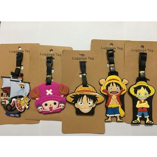 One Piece Luggage Tags PVC Baggage Name Tags Luffy Anime Cartoon Travel Suitcase Label Holder Creative Gift Travel Accessories