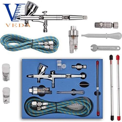 VEDA 0.2/0.3/0.5mm Dual Action Airbrush Spray Gun Paint Gun Kit Complete Set for General-Purpose Art Crafts Tattoo Model Kits