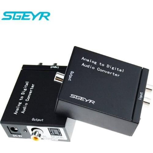 SGEYR Analog to Digital Audio Converter RCA 3.5mm Jack to Coax Toslink Optical Converter with power adapter