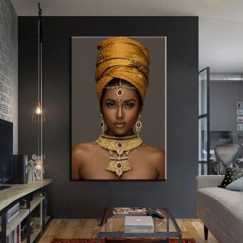 Luxury Gold Jewelry Figure Art Women Canvas Paintings Wall Art Posters Prints Wall Pictures For Living Room Home Cuadros Decor