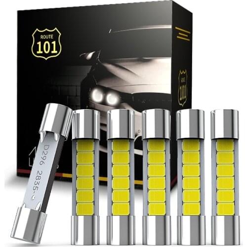 Route101 6pcs 28mm 29mm Festoon LED Bulb White 12V C5W 6614F 6612F Fuse Car Interior Sun Visor Vanity Mirror Dome Light Lamp