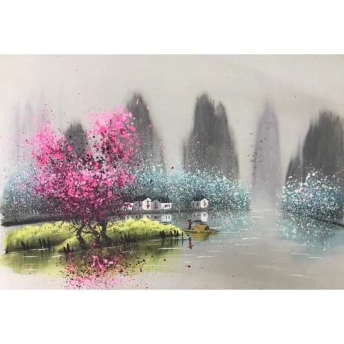 100% Hand Painted Modern Chinese Landscape Oil Painting on Canvas Abstract Canvas Painting Wall art Picture for Home Decoration