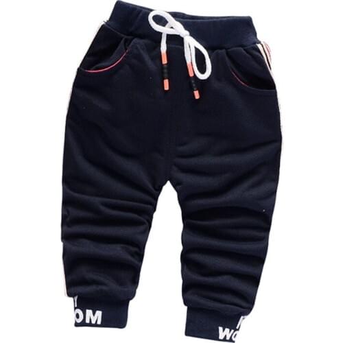 Spring Autumn New Childrens Trousers Boys Solid Color Fashion Pants Casual Cotton Kids Lacing Pants