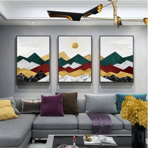 Nordic Sunrise Sunset Canvas Painting Landscape Posters and Print Unique Decor Wall Art Pictures for Living Room Bedroom Aisle