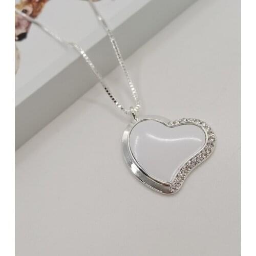 Sublimation Blank Heart Necklaces Pendants With Drill Necklace Pendant Heat Tranfer Printing Consumable 20pcs/Lot