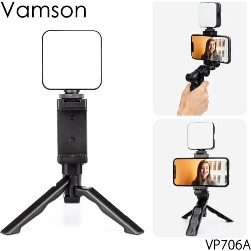Vamson Video Conference Lighting Kit with Tripod Mobile Phone Clip for Videoconferencing Telework for Laptop Mobile Phone VP706A