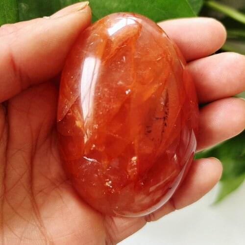 High quality Natural stone Red Hematoid quartz Crystal palm Home decoration Meditate and chakra healing crystals