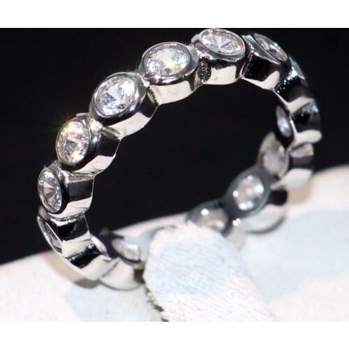 High Quality Drop Shipping Handmade Fashion Jewelry 925 Sterling Silver Clear CZ Brand New Women Custom Wedding Band Ring Gift