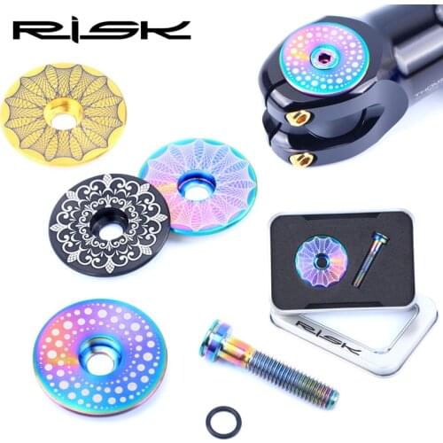 1 Set RISK 1 1/8" / 28.6mm Mountain Road Bike Bicycle Ahead Headset Top Stem Cap and M6x30 Star Nut Stem Bolt Screw CT4 Titanium