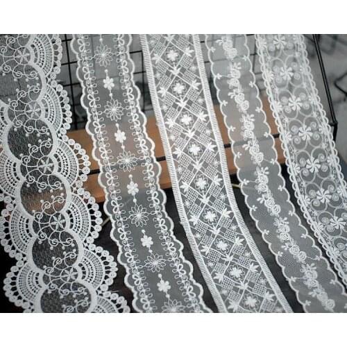 1yard handmade mesh Embroidered Lace Trim white dress Decoration clothing Sewing Hair accessories DIY lace Trimmings Lace Fabric