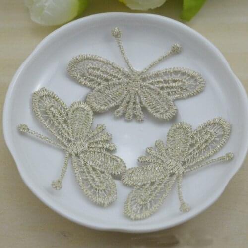 100pcs Embroidery Butterfly Bow Gold Lace Trim Patch Sewing Supplies Costura Motif Headwear Clothes Appliques Broderie A Coudre