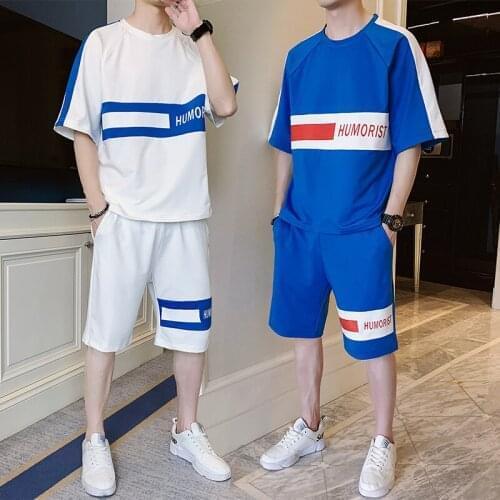 2020 New Summer fashion Man Tracksuit Streetwear Men Short Sleeve T Shirts And Short Pants Fitness Running Sportswear Men Set