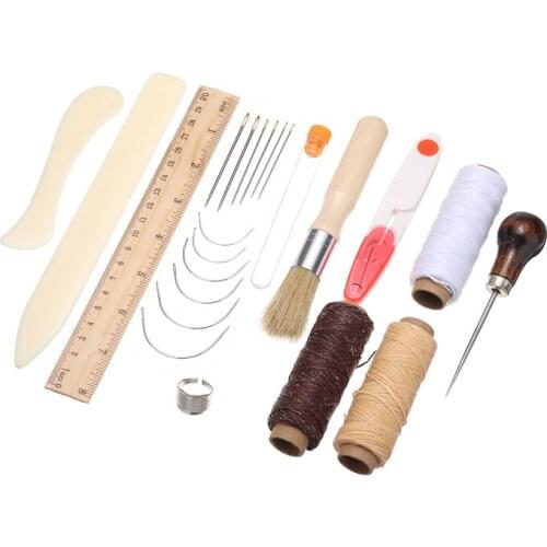 26pcs Bookbinding Tools Kit Sewing Needles Awl Waxed Thread for DIY Handmade Leather Craft Stitching Tools Accessories