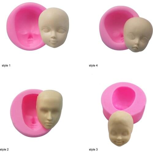 3D Baby Face Silicone Mold DIY Dolls Face Faces Polymer Clay Resin Molds Head Fondant Chocolate Cake Decorating Baking Tool