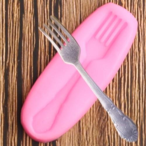 3D Tableware Fork Fondant Silicone Mold Polymer Clay Resin Molds Cake Decorating Tools Chocolate Candy Gumpaste Mould