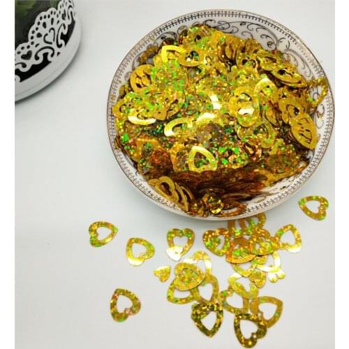 50g 12mm Flat Love Heart Sequins For Crafts Sewing Accessories 2pc Set DIY Wedding Confetti Laser Gold