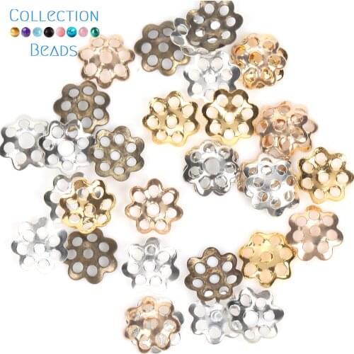 600pcs 6mm Gold Hollow Flower Metal Filigree Spacer Bead Caps Cone End Filigree For Diy Jewelry Finding Making Supplies