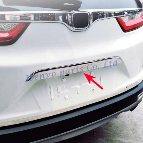 Car Styling Bright Glossy Chrome Trunk Switch Handle Strips For Honda CR-V 5th 2017 2018 CRV Tailgate Trims Molding Accessories