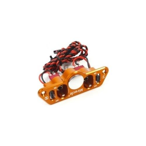 Miracle Twin / Double Power Switch with Fuel Dot w/ Futaba JR Plug Cables for RC Airplane / Boat Yellow Color Free Shipping