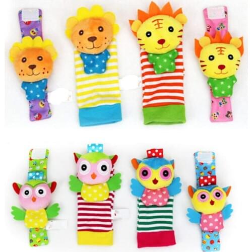 Baby Rattles Toys Plush Baby Toddler Toys Animal Socks Wrist Strap Foot Socks Soft Infant Wrist Rattle Socks Bell Foot Finder