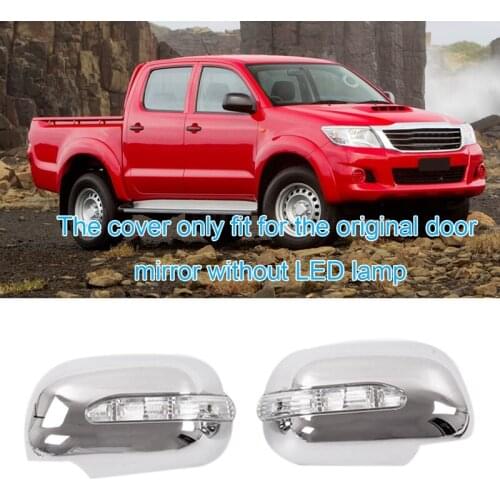 For Toyota Hilux Vigo 2005-2011 Silver Chrome Rearview Side Door Mirror Cover Cap with LED Turn Signal Light Lamp