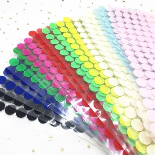 15mm 20mm Red Green Blue Yellow Adhesive Fastener Tape Dot Hook and Loop Magic Sticker Round Strong Self Adhesive Fastener Tape