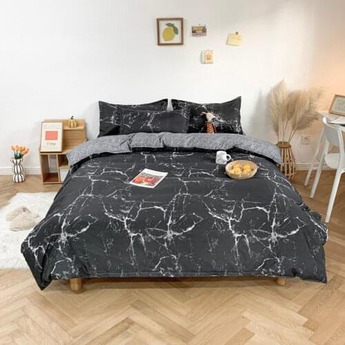 Black marble veins Bedding Sets Duvet Cover Pillowcase Flat Sheet Boy Teen Adult Girls Bed Linen Queen/Parure De Lit 2 Personnes
