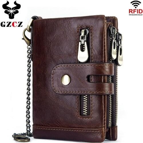 Genuine leather wallet fashion anti rfid Automatic credit card case Multi-function protection Name Card aluminium men wallet