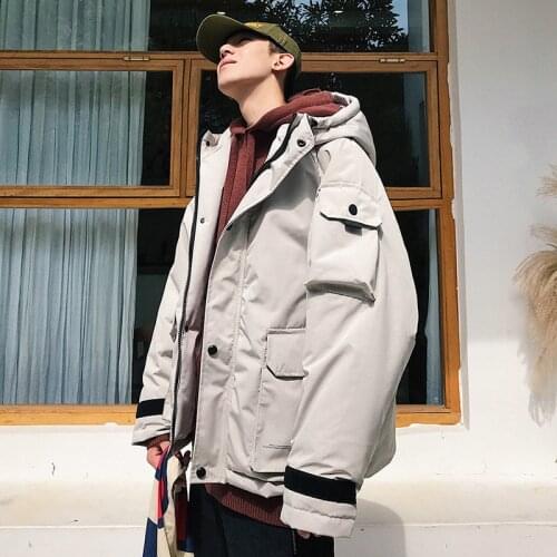The new Autumn/winter 2020 Korean version of work and cotton-padded jacket trend hooded cotton-padded jacket INS mens coats
