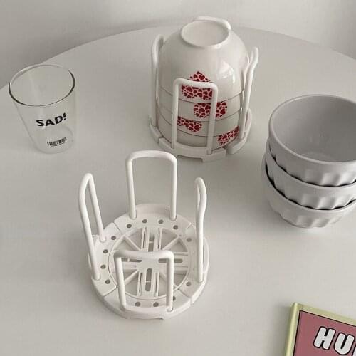 Kitchen Simple White Bowl Rack Drain Rack Adjustable Kichen Accessories Kitchen Organizer