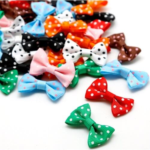 25pcs/50pcs Handmade Polka Dot Girls Bow Rosettes Patch For DIY Craft Supplies Wedding Mini Hair Bow Garment Sewing Accessories