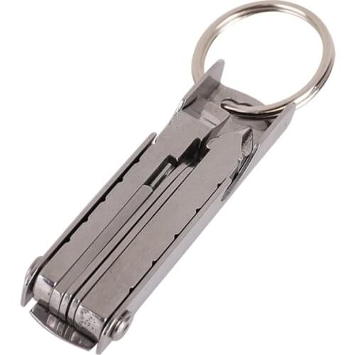 Mini Keychain Multifunctional Outdoor Portable Stainless Steel Screwdriver Phone Holder for Camping Picnic File Bottle Opener