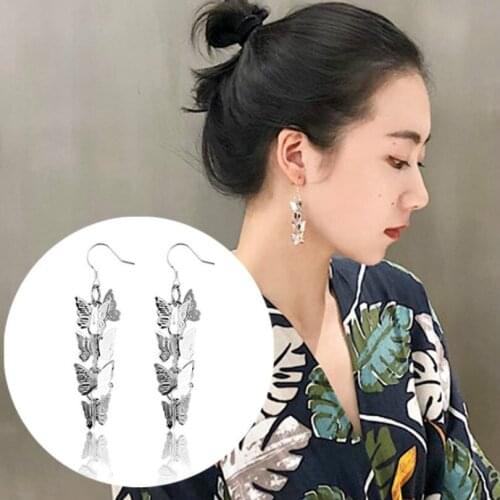 Fashion Jewelry Butterfly Statement Earrings Personality Cold Wind Super Fairy Net Red Long Earrings Bohemian Female Earrings