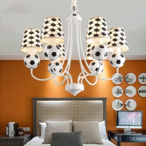 Cartoon creation football chandelier boy bedroom childrens room lamp personality decoration protection eye LED chandelier